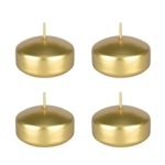Mega Candles - 4 pcs 2" Unscented Floating Disc Candle - Gold
