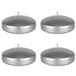 4 pcs 3" Unscented Floating Disc Candle - Silver