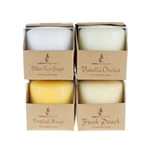 Mega Candles - 4 pcs 2.5" x 3" Scented Pillar Candle in Brown Box - Asst