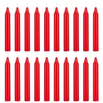 Mega Candles - 20 pcs 4 Inch Unscented Exquisite Mini Taper Chime Spell Candles - Red