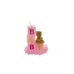 Mega Candles - Baby Block with Teddy Bear Candle in Gift Box - Pink