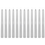 Mega Candles - 12 pcs 10" Unscented Taper Candle in White Box - Silver