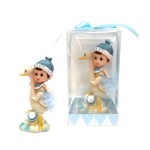 Mega Favors - Baby Sitting on Stork Poly Resin in Gift Box - Blue