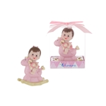 Mega Favors - Baby Sitting on Rocking Horse Poly Resin in Gift Box - Pink
