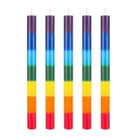 Mega Candles - 5 pcs 1" x 12" Unscented Chakra Round Straight Taper Candle - Asst