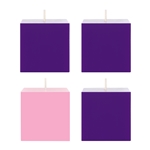 Mega Candles - 4 pcs 3" x 3" Unscented Advent Square Pillar Candle - Asst