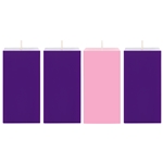 Mega Candles -4 pcs 3" x 6" Unscented Advent Square Pillar Candle - Asst