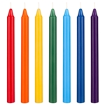 Mega Candles - 7 pcs Unscented Straight Taper Chakra Candles Hand Poured Premium Wax Candles 10 Inch x 7/8 Inch - Asst