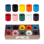 Mega Candles - 10 pcs Ceramic 7/8" Chime / Spell Candle Holder - Asst