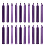 Mega Candles - 20 pcs 4 Inch Unscented Exquisite Mini Taper Chime Spell Candles - Metallic Dark Purple