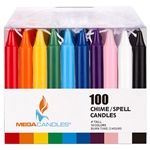 Mega Candles 100 pcs 4 Inch Unscented Exquisite Mini Taper Chime Spell Candles - Assorted