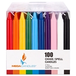 Mega Candles 100 pcs 5 Inch Unscented Exquisite Mini Taper Chime Spell Candles - Assorted