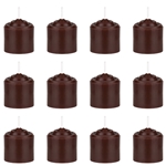 Mega Candles - 12 pcs 8 Hours Unscented Votive Candle in White Box - Brown