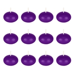 Mega Candles - 12 pcs 1.5" Unscented Floating Disc Candle in White Box - Purple