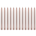 Mega Candles - 12 pcs 10" Unscented Self Fitting Taper Candle in White Box - Rose Gold
