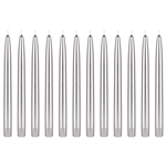Mega Candles - 12 pcs 10" Unscented Self Fitting Taper Candle in White Box - Silver