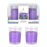 Mega Candles - 2 pcs Scented Poured Votive Glass Container Candle in Box - Lavender Garden