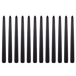 Mega Candles - 12 pcs 10" Unscented Taper Candle in Brown Box - Black