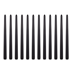 Mega Candles - 12 pcs 12" Unscented Taper Candle in Brown Box - Black