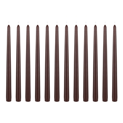 Mega Candles -12 pcs 12" Unscented Taper Candle in Brown Box - Brown