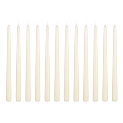 Mega Candles - 12 pcs 12" Unscented Taper Candle in Brown Box - Ivory