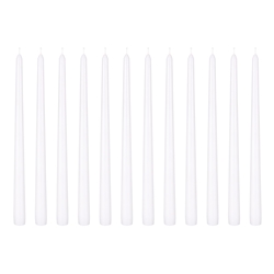 Mega Candles - 12 pcs 12" Unscented Taper Candle in Brown Box -White