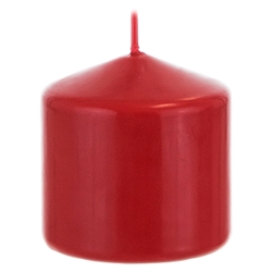 Mega Candles - 3" x 3" Unscented Domed Top Press Pillar Candle in Shrink Wrap - Red