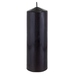 Mega Candles - 3" x 9" Unscented Domed Top Press Pillar Candle in Shrink Wrap - Black