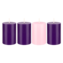 Mega Candles - 4 pcs 2" x 3" Unscented Advent Pillar Candle - Asst
