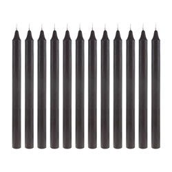 Mega Candles - 12 pcs 10" Unscented Straight Taper Candle in Brown Box - Black