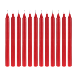 Mega Candles -12 pcs 10" Unscented Straight Taper Candle in Brown Box - Red