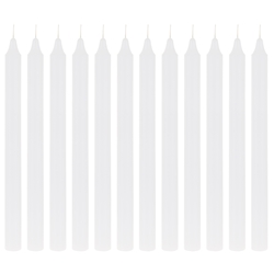 Mega Candles - 12 pcs 10" Unscented Straight Taper Candle in Brown Box - White