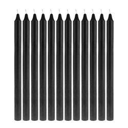 Mega Candles - 12 pcs 12" Unscented Straight Taper Candle in Brown Box - Black