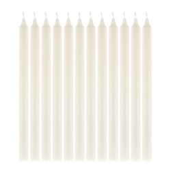 Mega Candles - 12 pcs 12" Unscented Straight Taper Candle in Brown Box - Ivory
