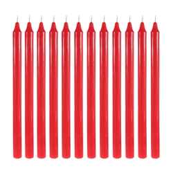Mega Candles - 12 pcs 12" Unscented Straight Taper Candle in Brown Box - Red