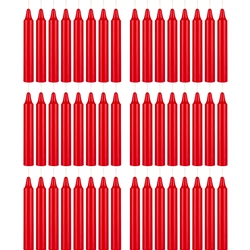 Mega Candles - 48 pcs 5" Unscented Straight Taper Candle in Brown Box - Red