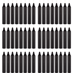 Mega Candles - 48 pcs 4" Unscented Straight Taper Candle in Brown Box - Black