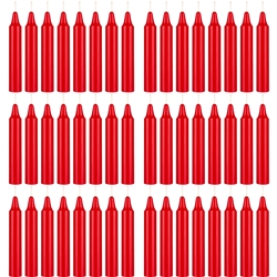 Mega Candles -48 pcs 4" Unscented Straight Taper Candle in Brown Box - Red