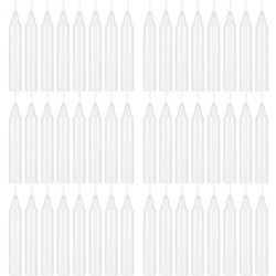 Mega Candles - 48 pcs 4" Unscented Straight Taper Candle in Brown Box - White