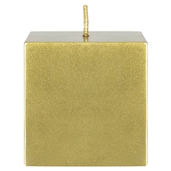 Mega Candles - 3" x 3" Unscented Square Pillar Candle - Gold