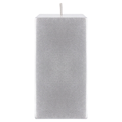 Mega Candles - 3" x 6" Unscented Square Pillar Candle - Silver