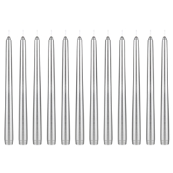 Mega Candles - 12 pcs 10" Unscented Taper Candle in White Box - Silver