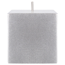 Mega Candles - 3" x 3" Unscented Square Pillar Candle - Silver