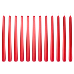 Mega Candles - 12 pcs 10" Unscented Taper Candle in White Box - Red