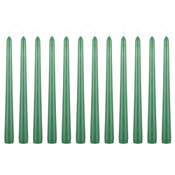 Mega Candles - 12 pcs 10" Unscented Taper Candle in White Box - Green