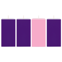 Mega Candles -4 pcs 3" x 6" Unscented Advent Square Pillar Candle - Asst