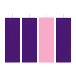 Mega Candles - 4 pcs 3" x 6" Unscented Advent Square Pillar Candle - Asst