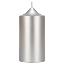 Mega Candles - 3" x 6" Unscented Round Dome Top Pillar Candle - Silver