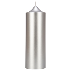 Mega Candles - 3" x 9" Unscented Round Dome Top Pillar Candle - Silver