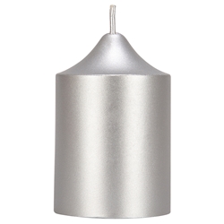 Mega Candles - 2" x 3" Unscented Round Dome Top Pillar Candle - Silver